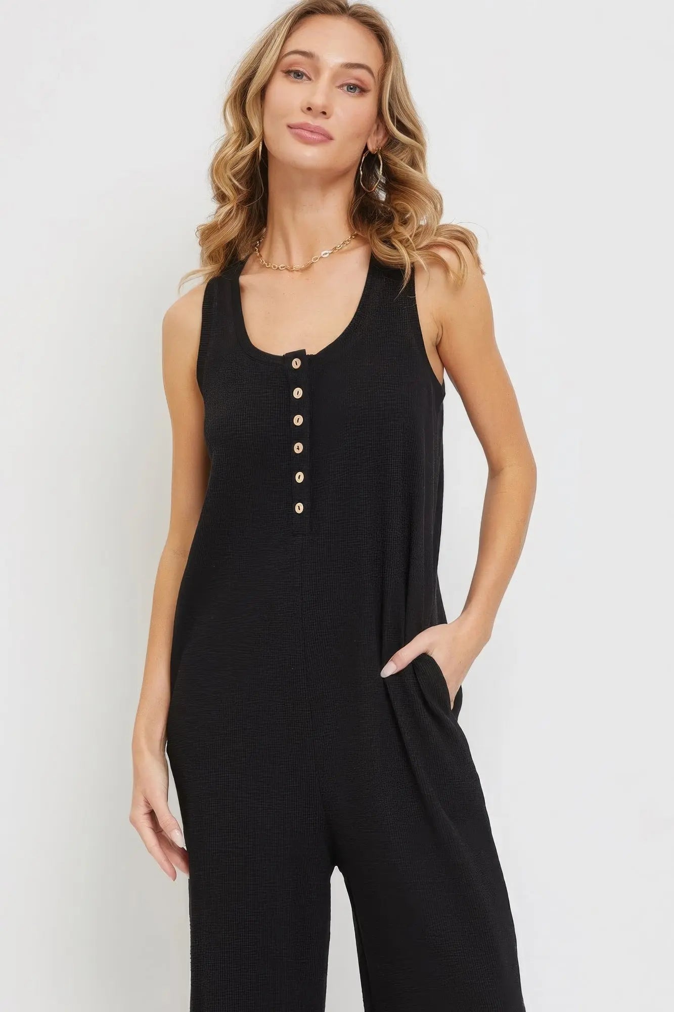 Black Soft Buttondown Jumpsuit - Mama & Macha