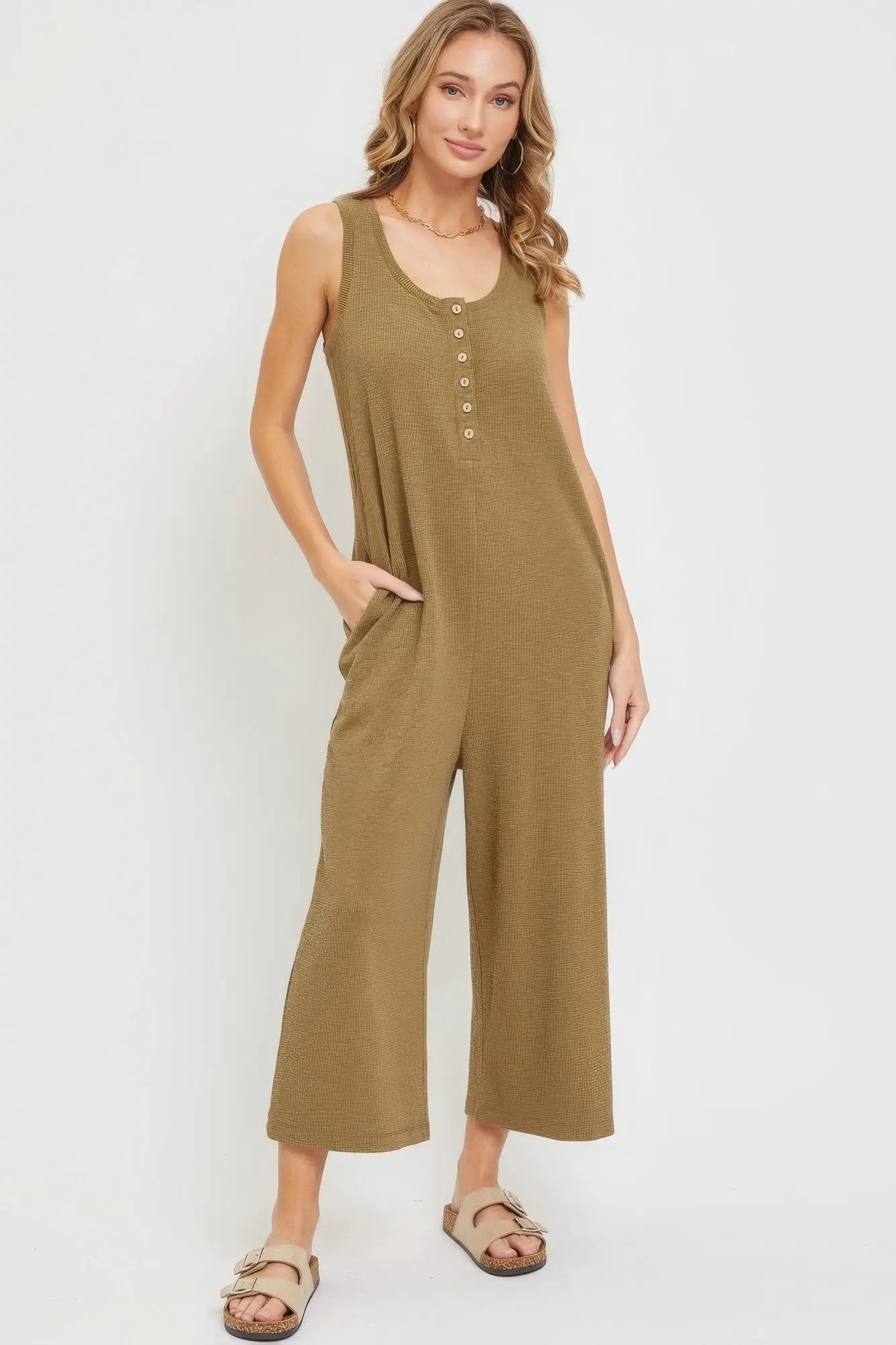 Olive Buttondown Jumpsuit - Mama & Macha