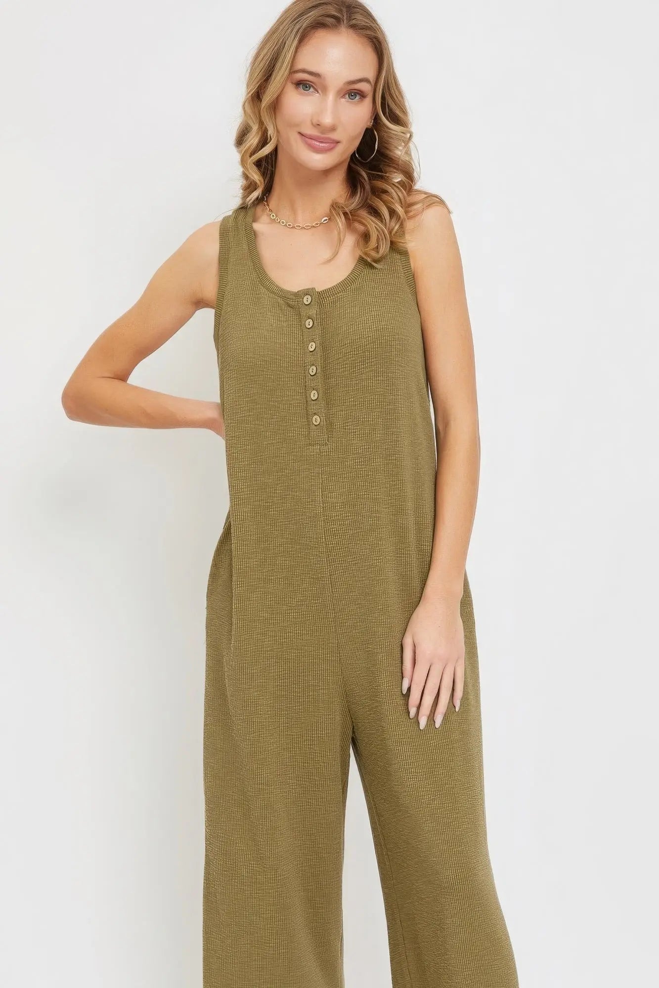 Olive Buttondown Jumpsuit - Mama & Macha